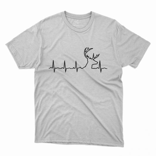 Heartbeat Deer T-Shirt - Minimalist Design for Hunting Enthusiasts