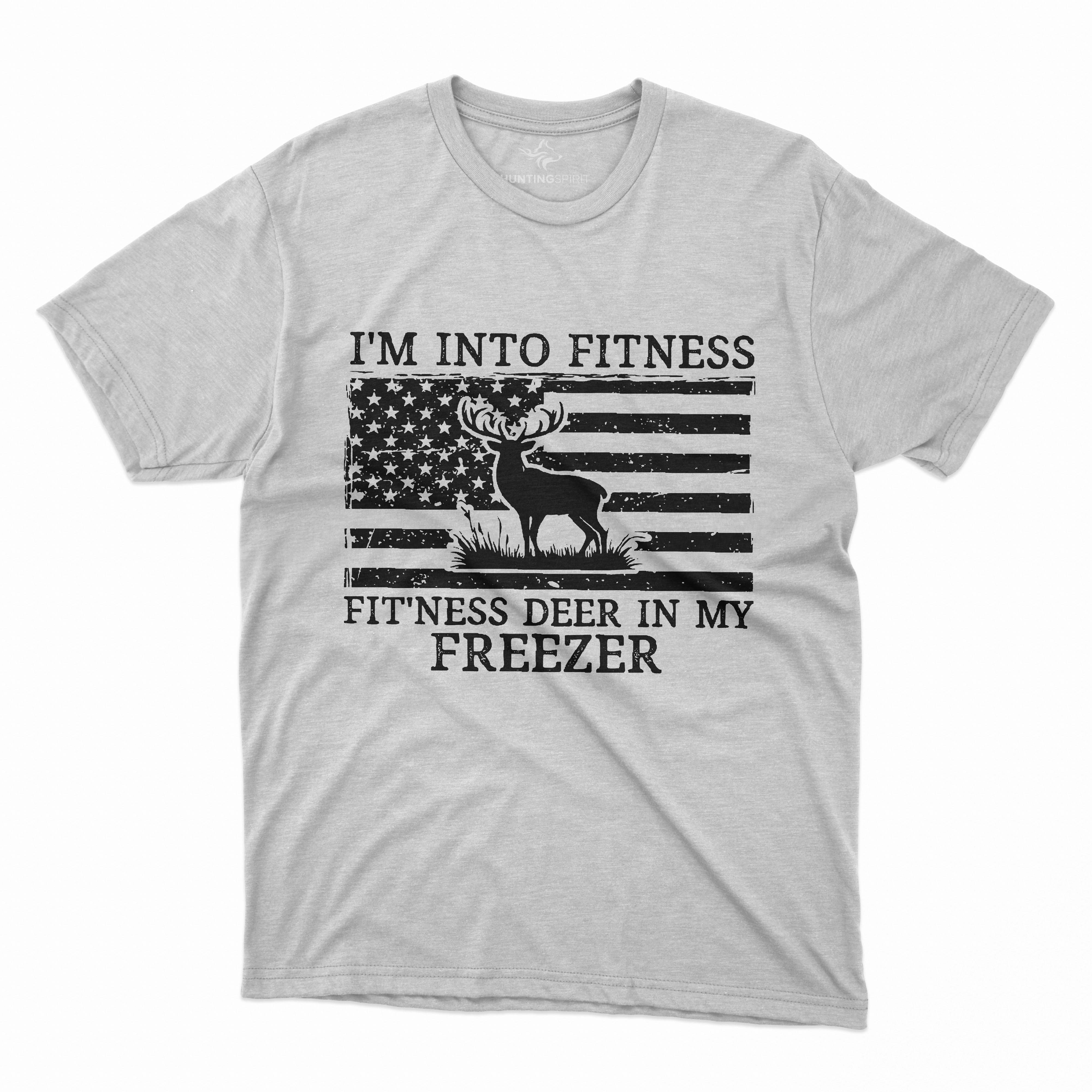 Fitness Deer T-Shirt - Humorous Patriotic Design for Hunters