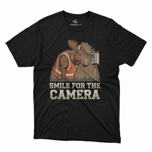 Smile for the Camera T-Shirt - Playful Moose Design for Hunters