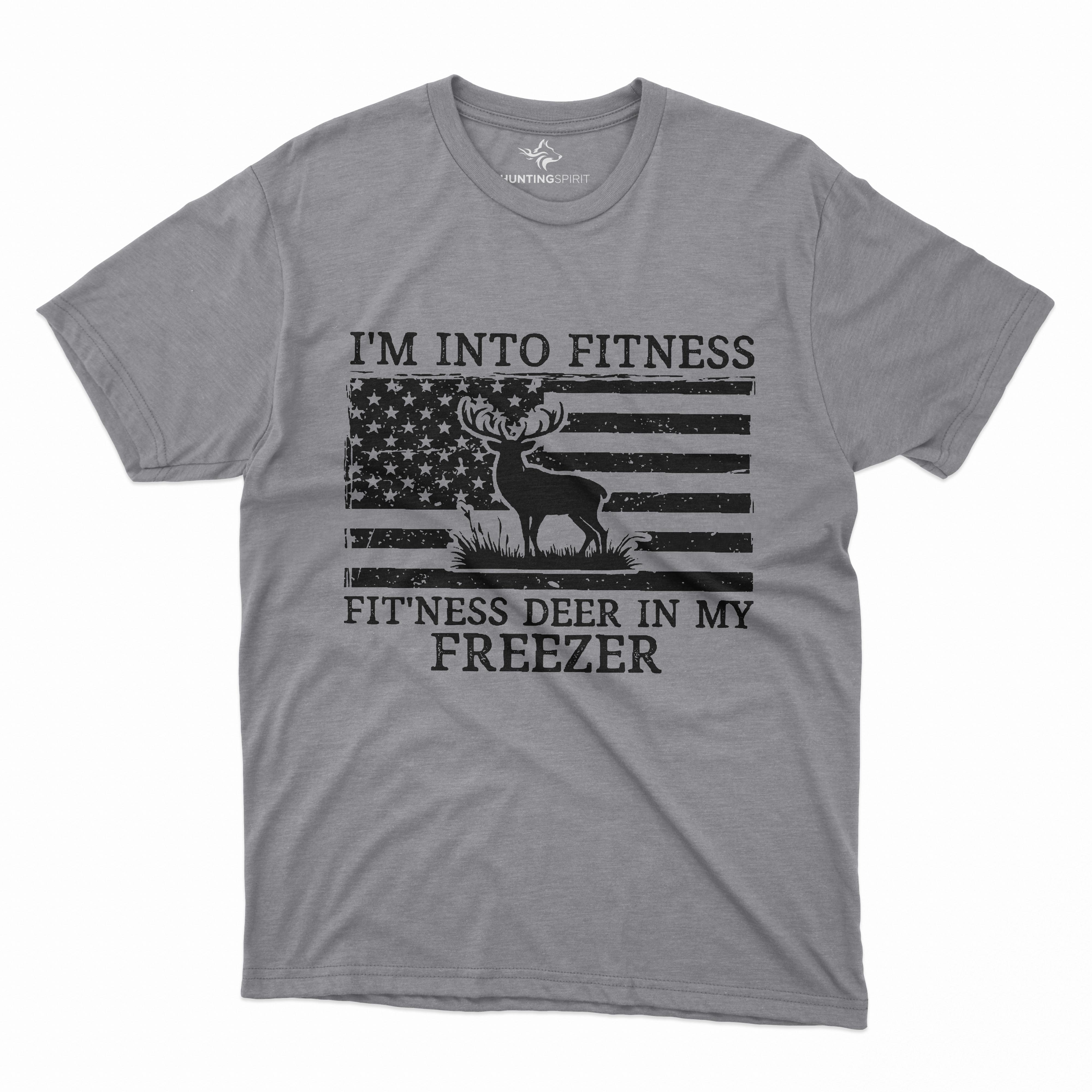 Fitness Deer T-Shirt - Humorous Patriotic Design for Hunters