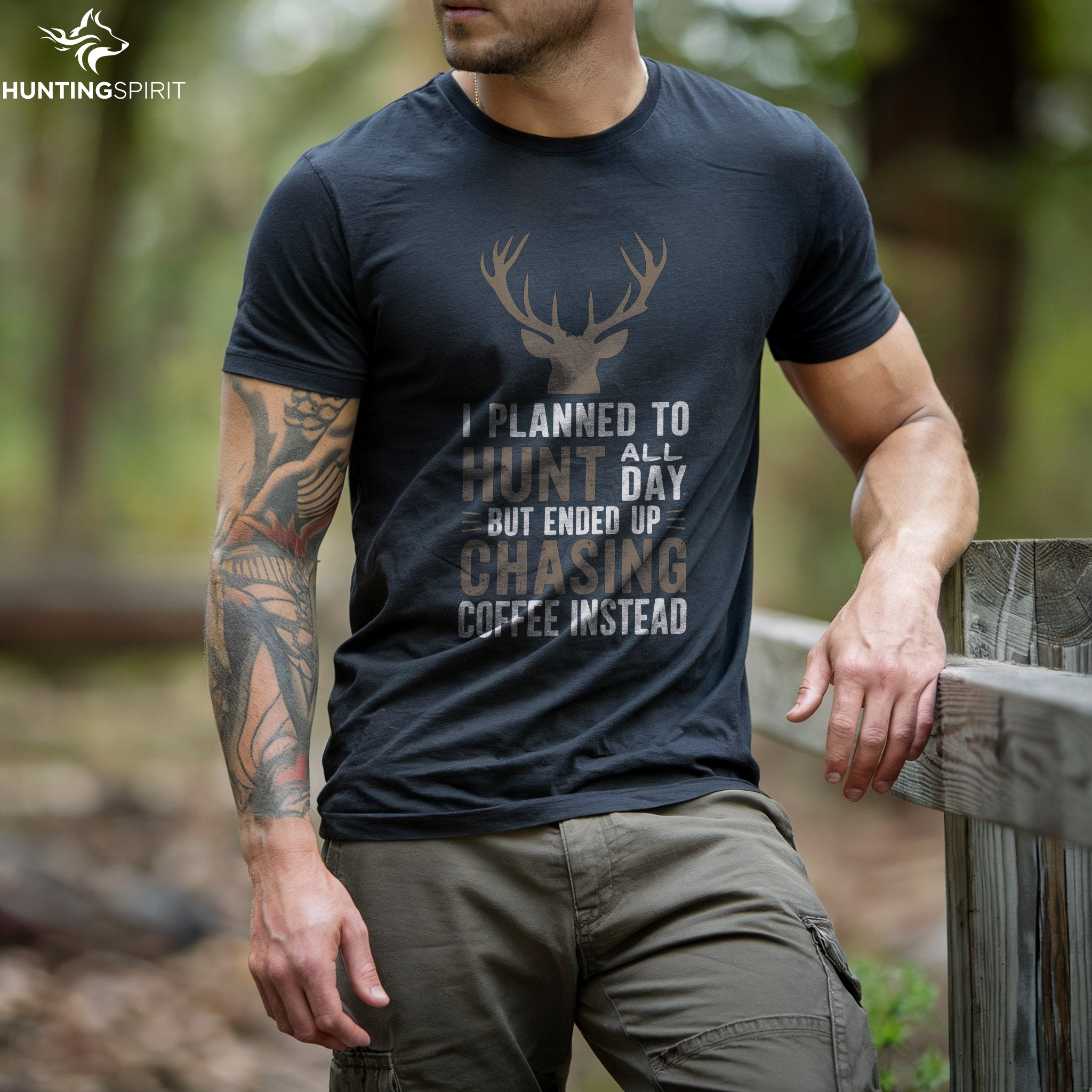 Coffee Chase Stag T-Shirt - Humorous Tee