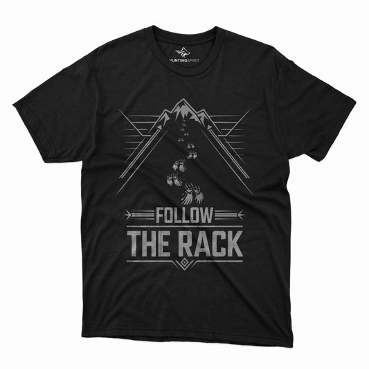 Follow the Rack Tee Mountain Deer Tracks T Shirt for Hunters