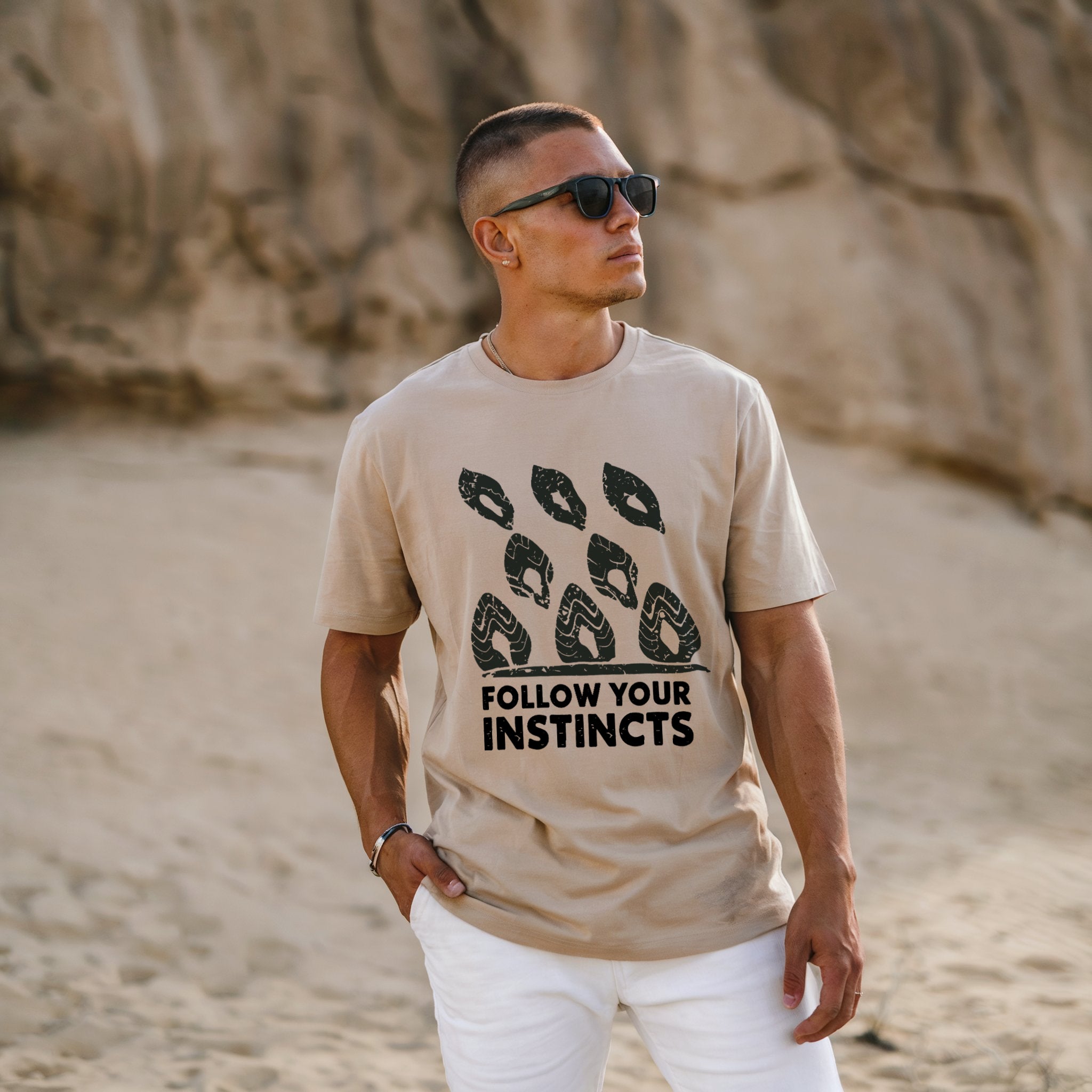 Follow Your Instincts T-Shirt - Animal Track Graphic