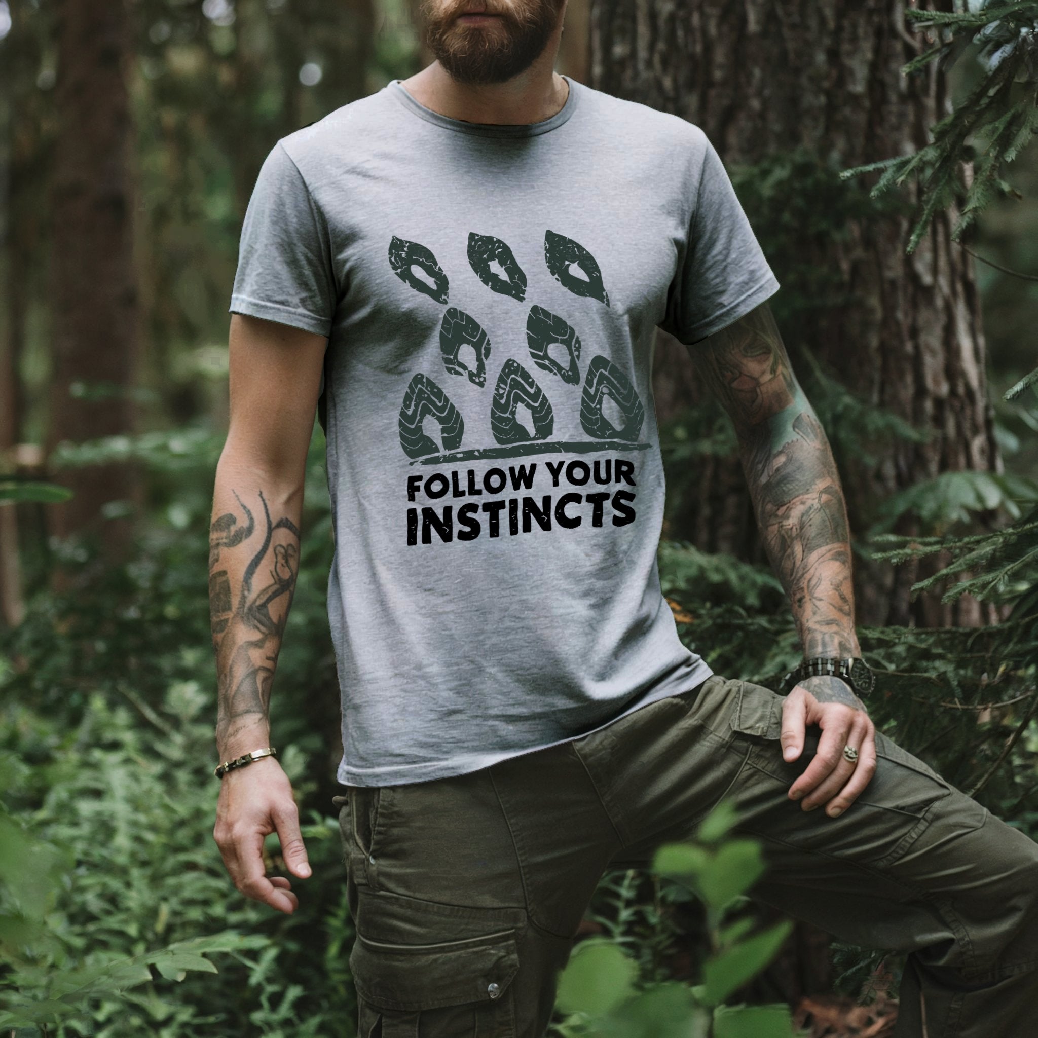 Follow Your Instincts T-Shirt - Animal Track Graphic