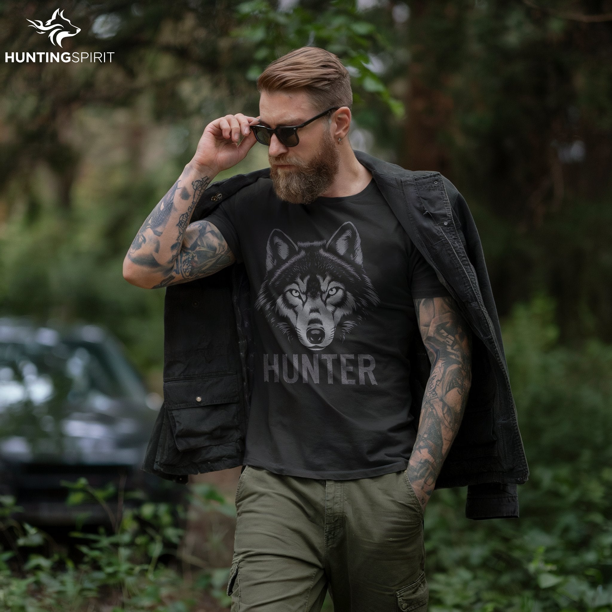 Hunter Wolf Eyes T-Shirt - Minimalist Wildlife Tee