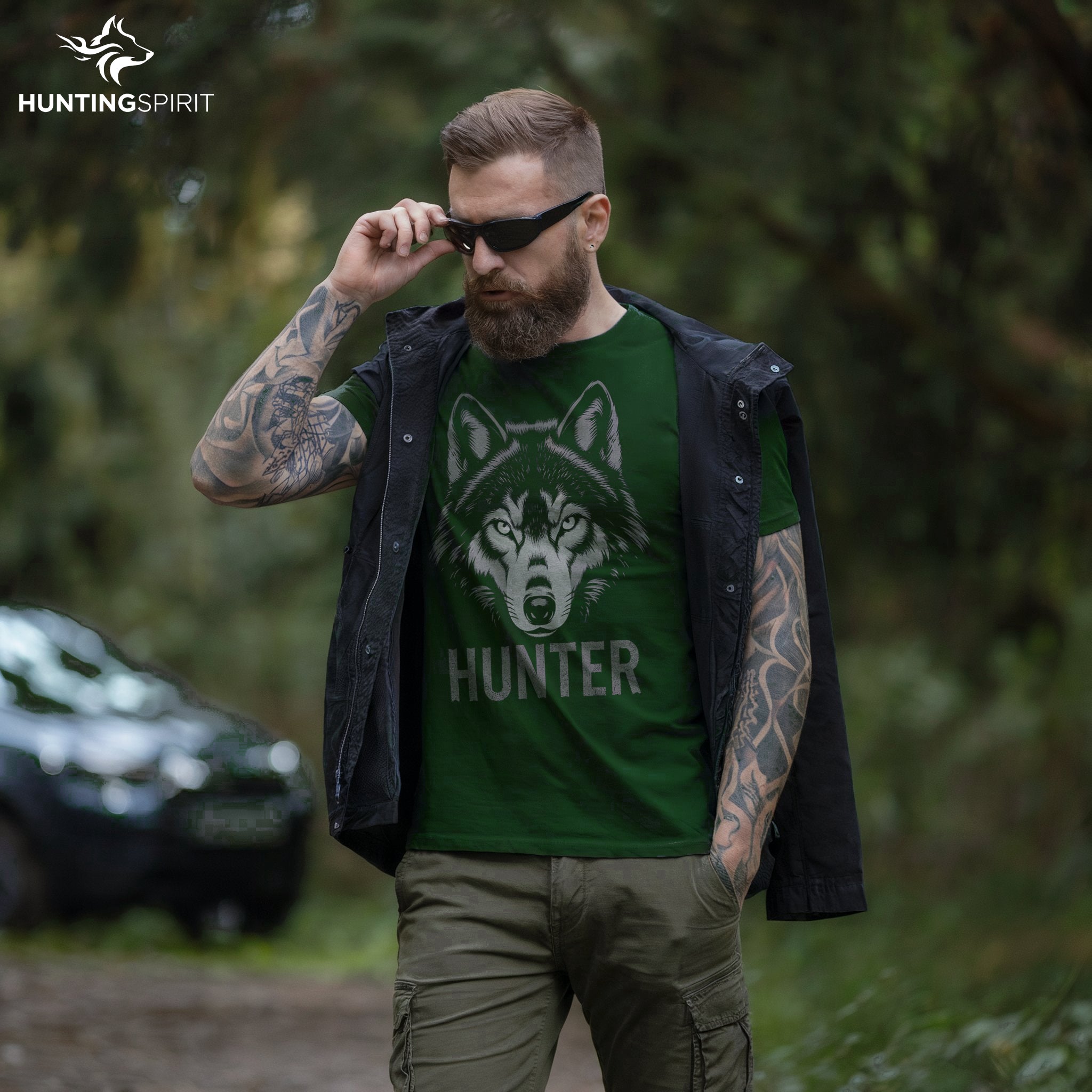 Hunter Wolf Eyes T-Shirt - Minimalist Wildlife Tee