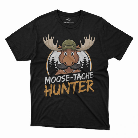 Mens Moose Tache Hunter Graphic Tee Hunting Spirit Moose Shirt