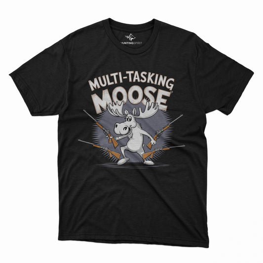 Men's "Multi-Tasking Moose" Tee, Cartoon Moose Shirt