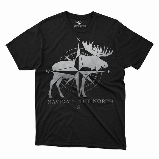 Hunting Spirit "Navigate the North" T-Shirt | Compass Moose Graphic Tee