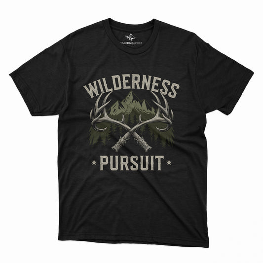 Wilderness Pursuit T-Shirt - Antler and Mountain Graphic