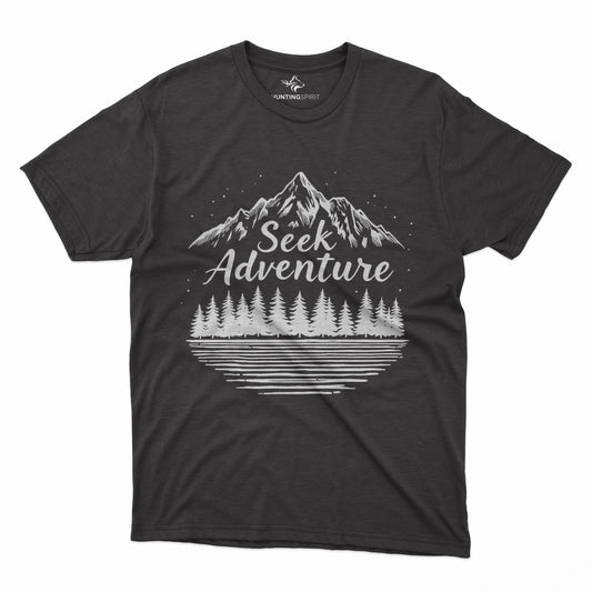 Seek Adventure T-Shirt - Scenic Mountain and Forest Design